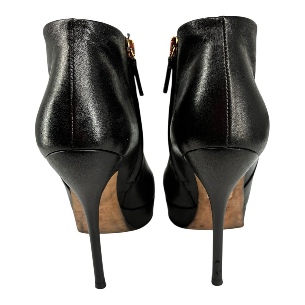 Black Nappa Platform Zip Bootie Stiletto Night Out Moto Gucci Steve EU36‎ - Picture 3 of 12
